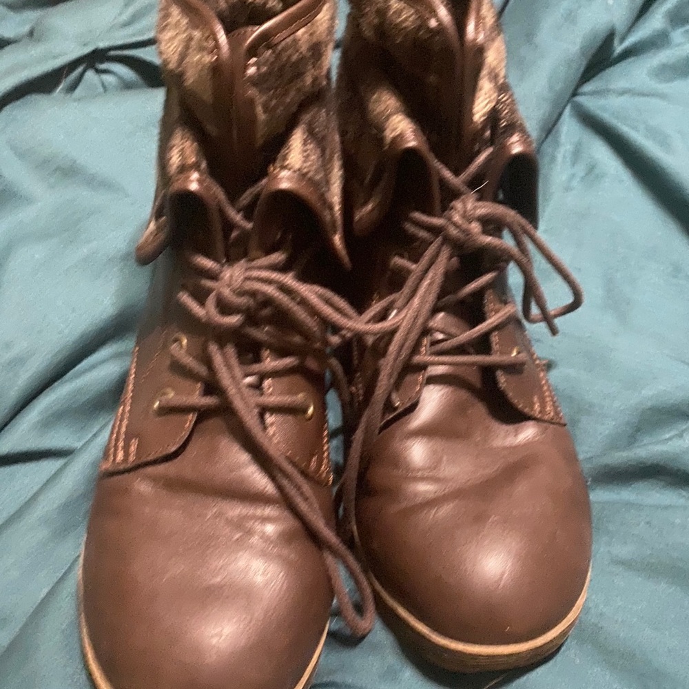 Brown foldover boots